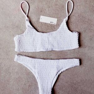 Textured White Bikini Set